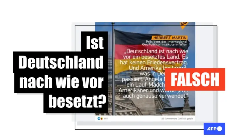 Ist Deutschland nach wie vor ein besetztes Land? Ein Zitat von Herbert Martin behauptet dies, doch das Wort "FALSCH" überlagert die Aussage.