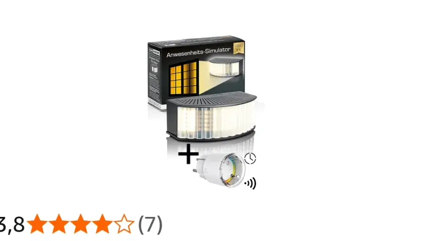 Simulador de presencia que imita luces encendidas en una ventana. Incluye enchufe inteligente con temporizador y Wi-Fi.
