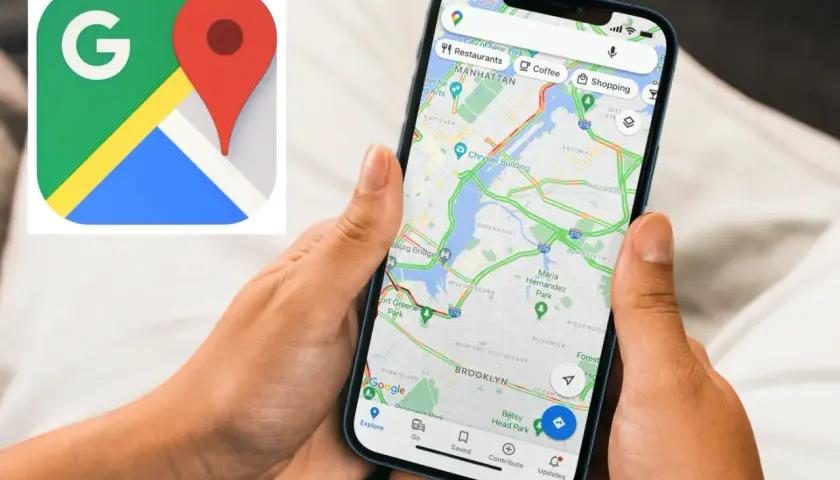 Chcesz wiedzieć, jak udostępnić komuś lokalizację? Na ekranie telefonu widzisz mapę Google Maps i jej logo.