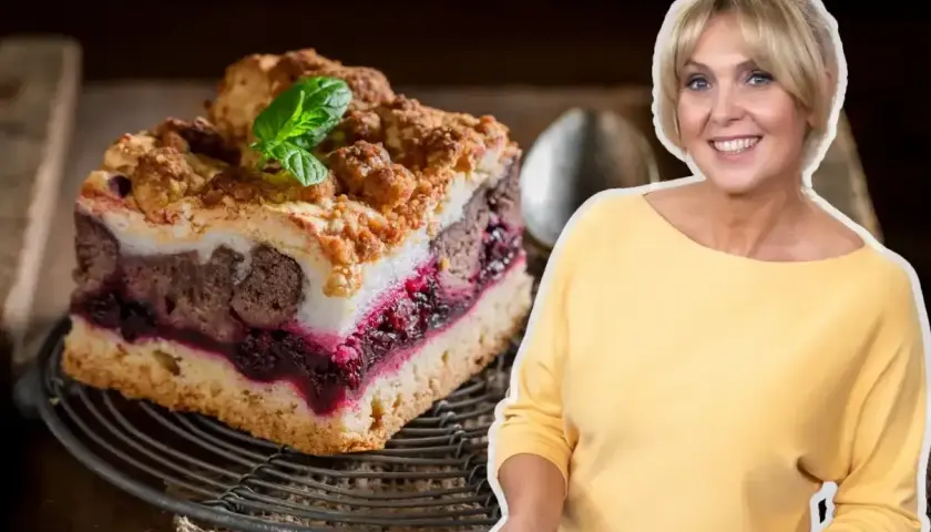 Pyszne ciasto z owocami i kruszonką, które z pewnością zachwyci każdego. To ciasto pychotka przepis Ewy Wachowicz.