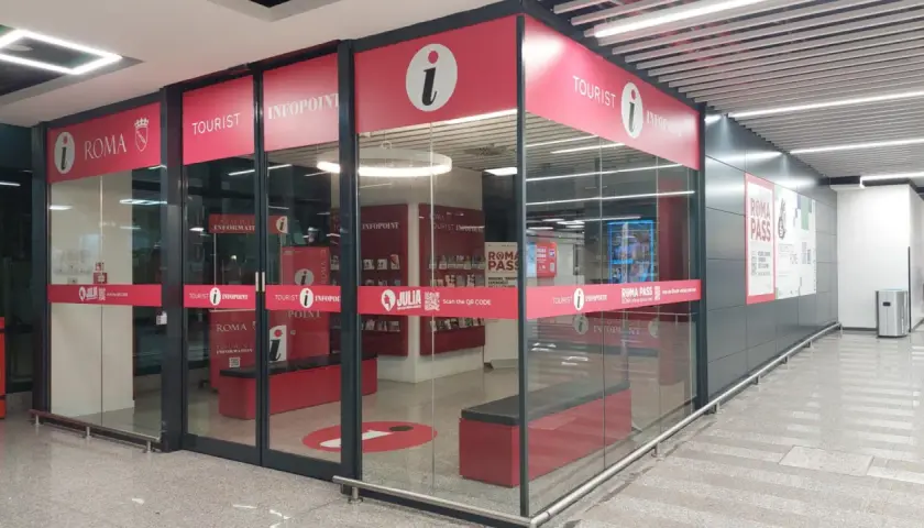 Infopoint turistico a Roma, un punto di riferimento per i visitatori.