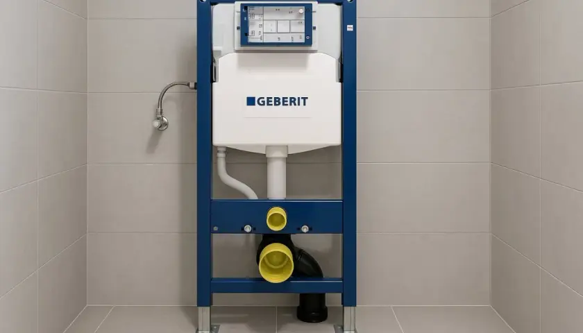 Stelaż podtynkowy Geberit z mechanizmem spłuczki, gotowy do montażu. Regulacja spłuczki geberit zapewnia komfort użytkowania.