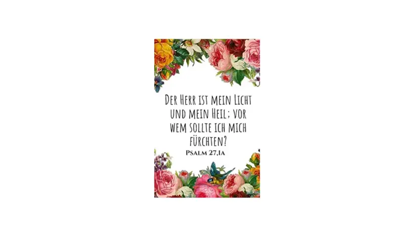 Blumenkranz mit dem Zitat "Der Herr ist mein Licht und mein Heil; vor wem sollte ich mich fürchten?" aus Psalm 27,1a.