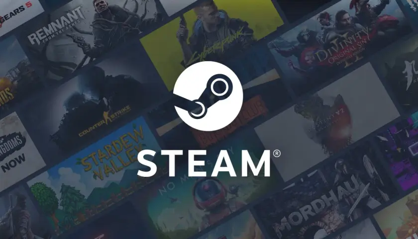 Logo Steam na tle okładek gier. Dowiedz się, jak dostać zwrot pieniędzy na Steam, jeśli gra nie spełni oczekiwań.