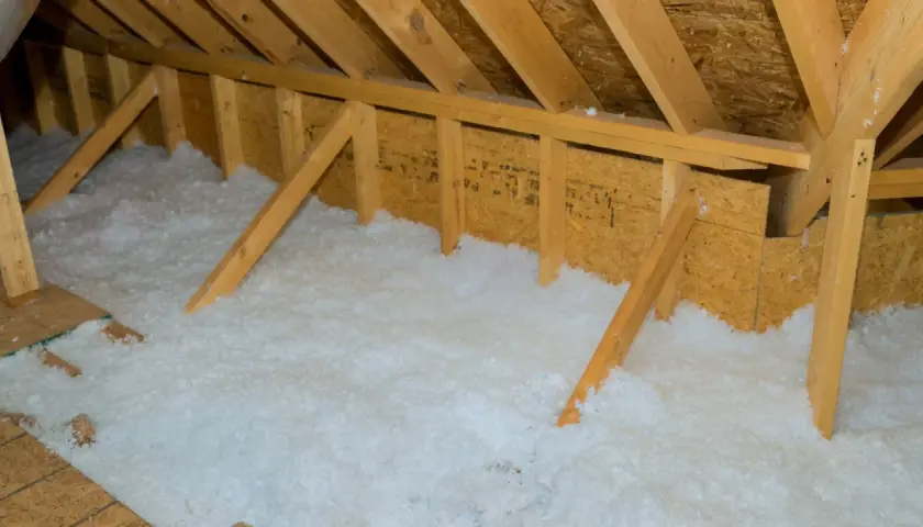 Sottotetto con isolante termico soffice, ideale per sottotetti calpestabili, che garantisce comfort e risparmio energetico.