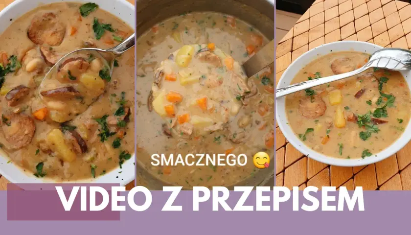 Gęsta, kremowa zupa z kiełbasą, ziemniakami i warzywami. Idealna na chłodne dni. Smacznego!