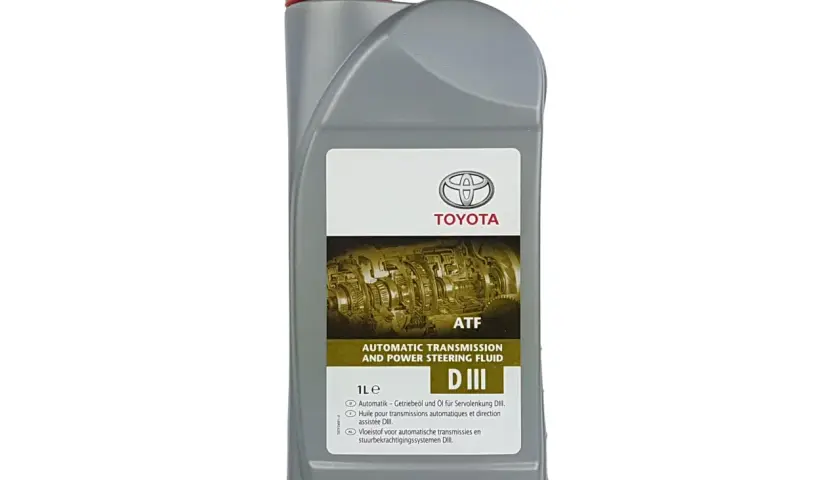 Płyn do automatycznych skrzyń biegów Toyota ATF DIII, 1 litr. Zapewnia płynną pracę skrzyni biegów i układu wspomagania kierownicy.