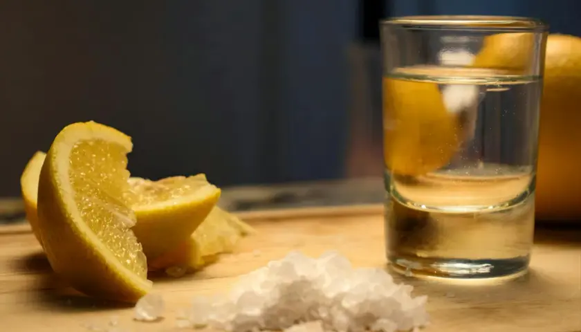 Orzeźwiający limoncello spritz z cytryną i solą na drewnianej desce. Idealny na letnie popołudnie.
