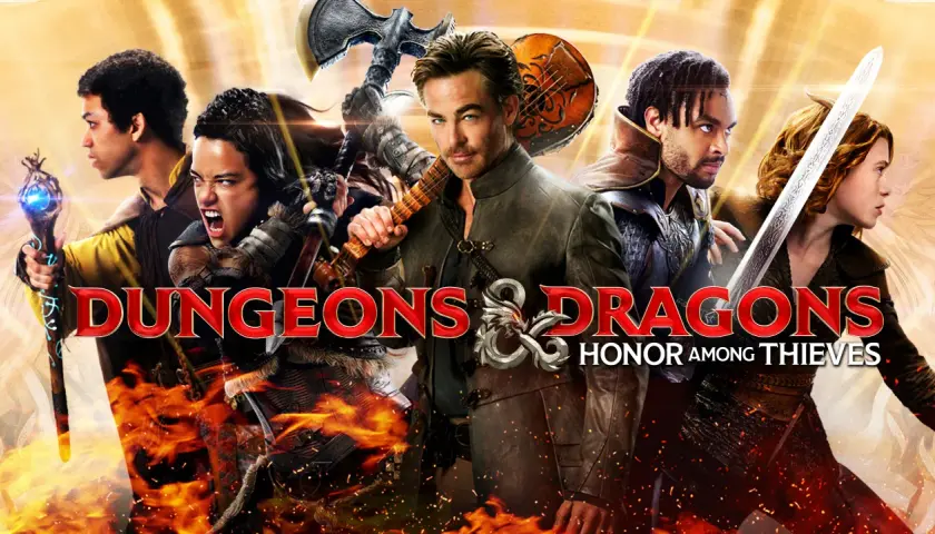 Drużyna bohaterów z filmu Dungeons & Dragons: Złodziejski honor, gotowa do walki.