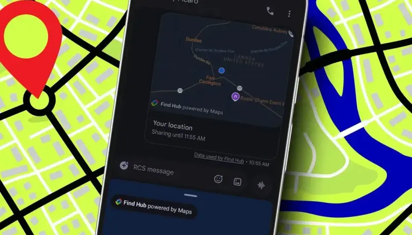 Telefon pokazuje, jak wysłać pinezkę z lokalizacją na mapie. Widoczna jest aplikacja do udostępniania pozycji.