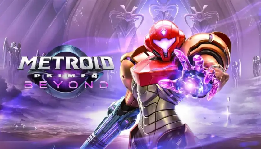 Samus Aran w skafandrze bojowym, gotowa do walki w świecie Metroid Prime 4: Beyond.