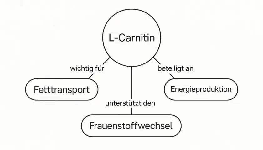 L-Carnitin ist wichtig für den Fetttransport, beteiligt an der Energieproduktion und unterstützt den Stoffwechsel.