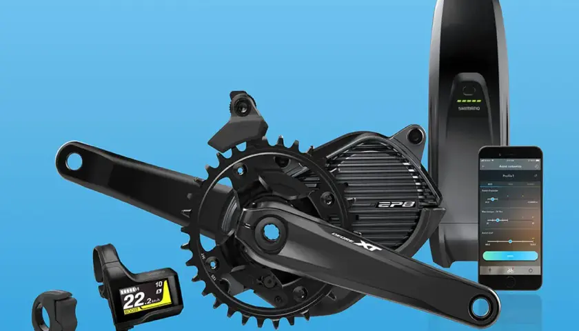 Shimano EP8 vs EP801 e-bike components: crankset, battery, display, and smartphone app.