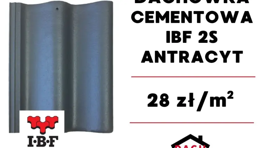 Dachówka cementowa IBF 2S antracyt. Atrakcyjna dachówka betonowa cena za m2: 28 zł. Idealna na Twój dach.