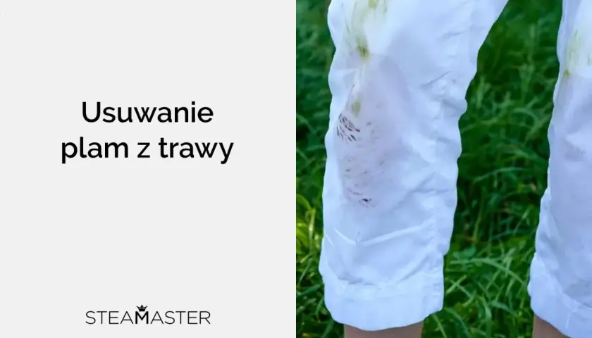 Białe spodnie z zielonymi plamami od trawy. Dowiedz się, czym sprać trawę i przywrócić ubraniom nieskazitelny wygląd.