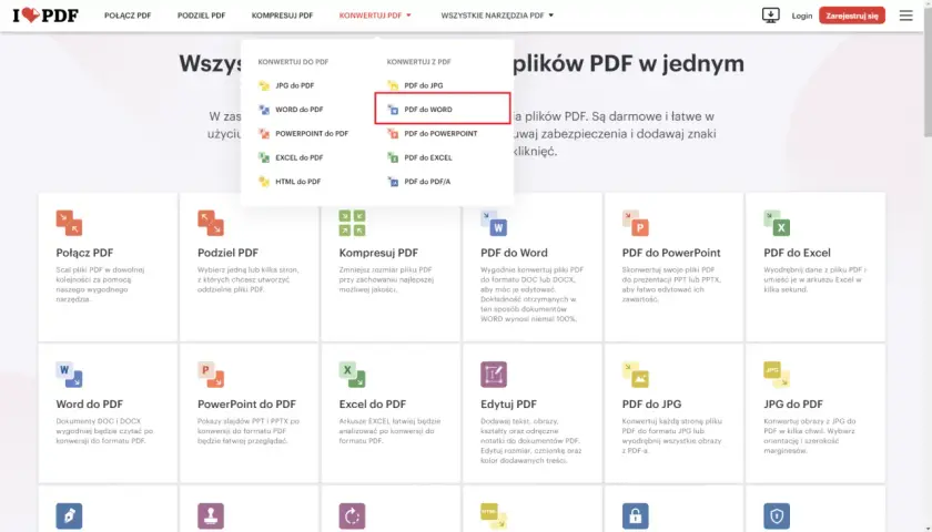 Konwersja PDF do WORD. Zapisz pliki PDF jako edytowalne dokumenty WORD, zachowując formatowanie.