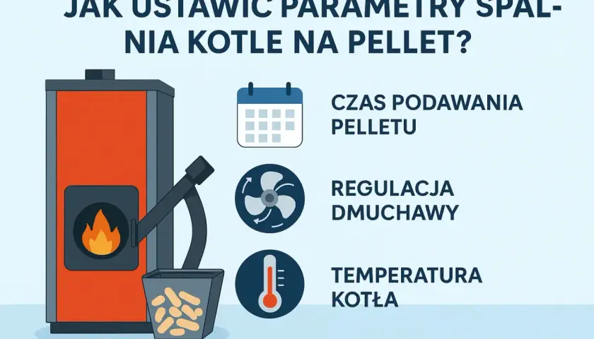 Jak ustawić parametry spalania kotła na pellet? Kluczowe są: czas podawania pelletu, regulacja dmuchawy i temperatura kotła.