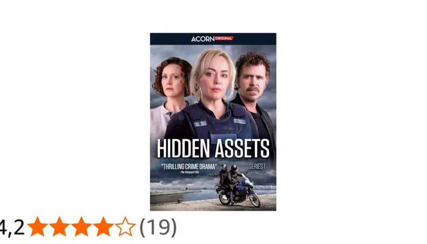 Rollistan i Hidden Assets, en spännande kriminalserie. Tre ansikten blickar ut mot oss.