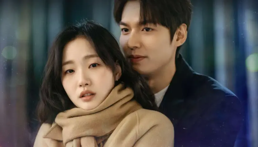 Lee Min-ho och Kim Go-eun i en romantisk scen från koreanska serier.