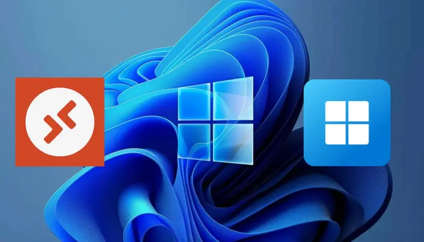 Icônes de connexion bureau à distance : TeamViewer et Connexion Bureau à distance Windows sur fond Windows 11.