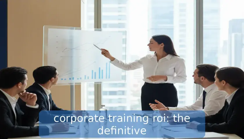 A trainer presents a graph to a group during corporate executive training, discussing the definitive ROI.