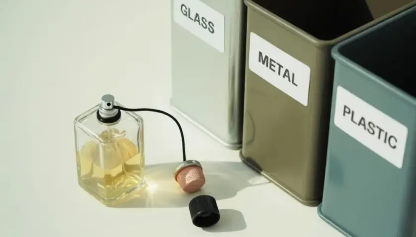 Gdzie wyrzucić flakon po perfumach? Szkło, plastik, resztki.
