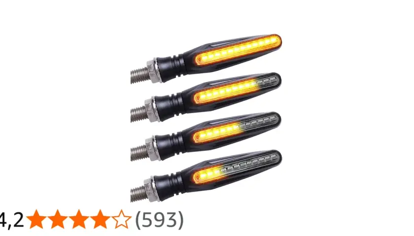 Quattro frecce led moto con luce ambra, perfette per dare un tocco moderno e sicuro alla tua moto.