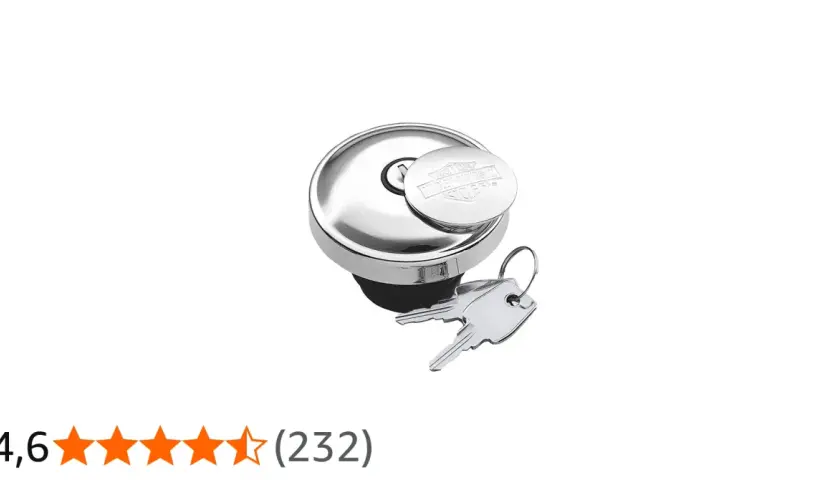 Tappo serbatoio Harley Davidson cromato con logo e chiavi.