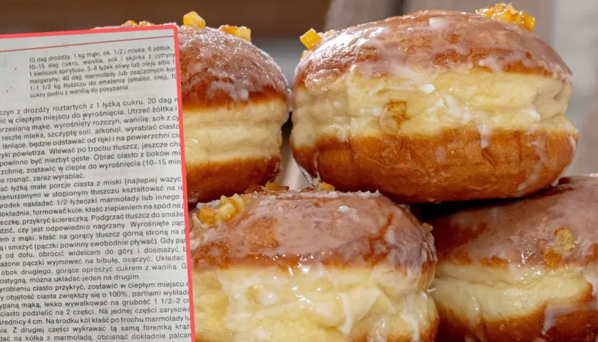 Stos pączków z lukrem i kandyzowaną skórką pomarańczową.