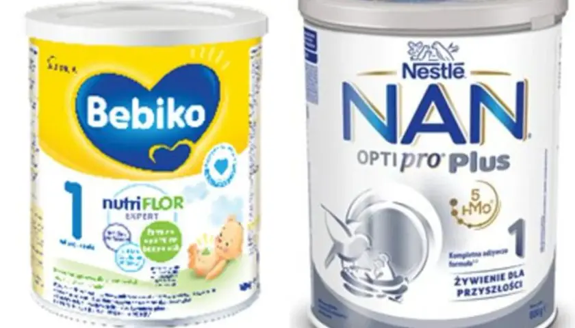 Dwa opakowania mleka modyfikowanego: Bebiko 1 i Nestle NAN OPTIPRO PLUS 1. Mleko Bebilon wycofane z rynku.