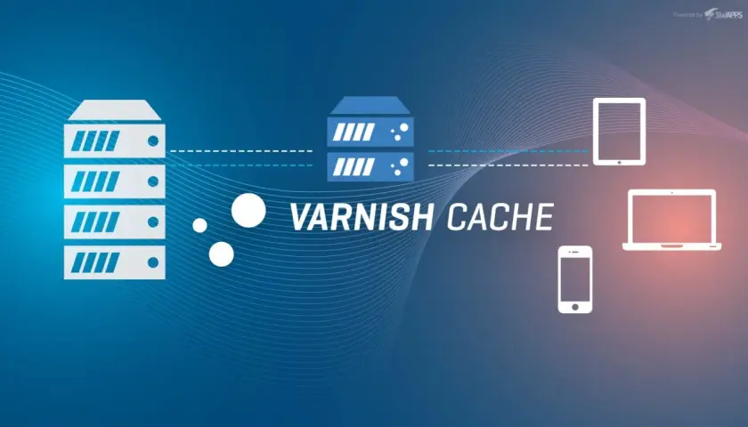 Serwery i urządzenia mobilne połączone z systemem Varnish Cache, zapewniającym szybki dostęp do danych.