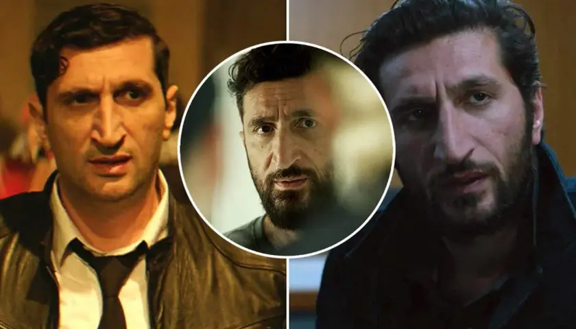 Fares Fares i tre olika roller från en serie.