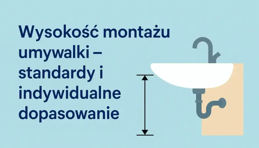 Wysokość umywalki nablatowej – jak dobrać idealną? Ilustracja pokazuje umywalkę z zaznaczoną wysokością montażu.