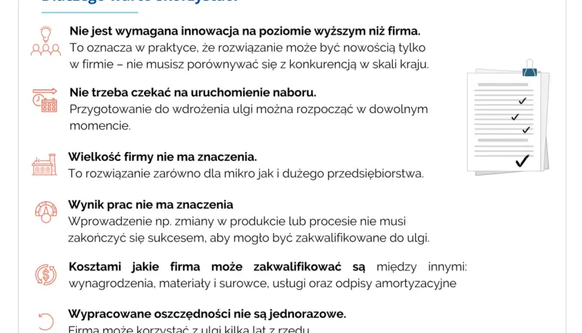 Ulga B+R: nie wymaga innowacji, można zacząć od razu, nie zależy od wielkości firmy ani sukcesu projektu. Oszczędności są długoterminowe.