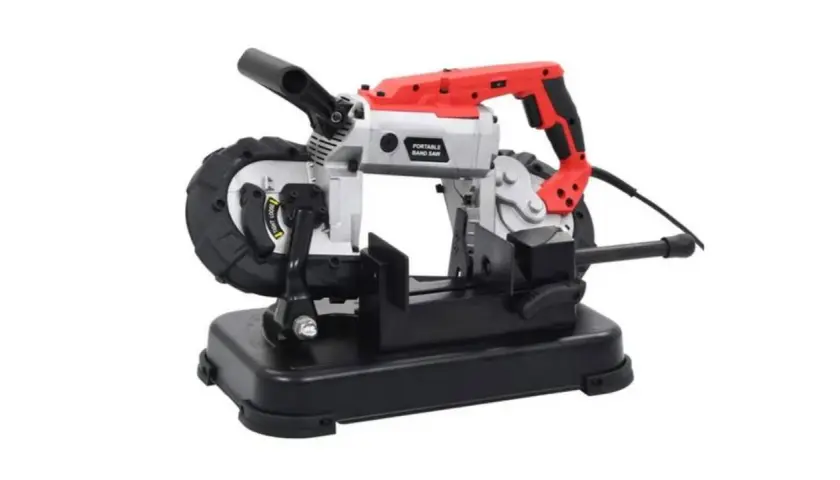 Sierra portátil de banda, ideal para cortar metal. Esta herramienta es una sierra de cinta, perfecta para trabajos de bricolaje.