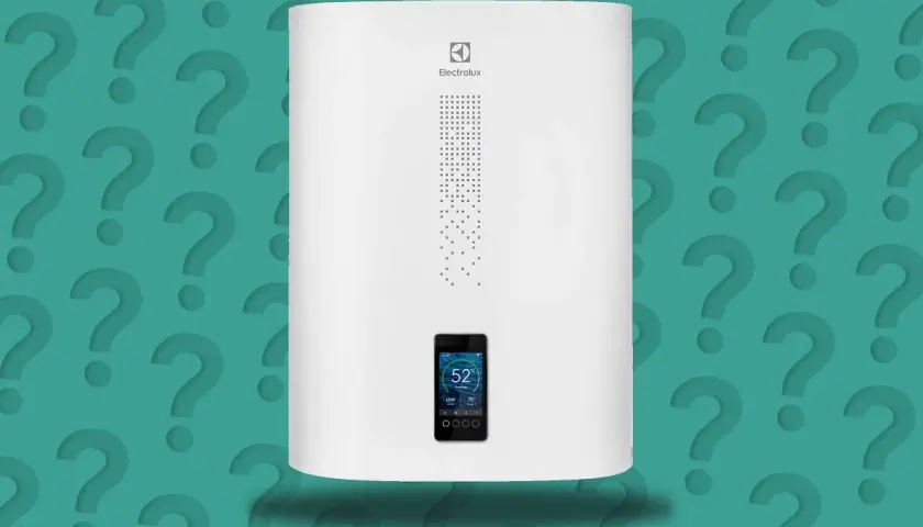 Bojler Electrolux z ekranem pokazującym, ile grzeje się woda w bojlerze: 52 stopnie Celsjusza.