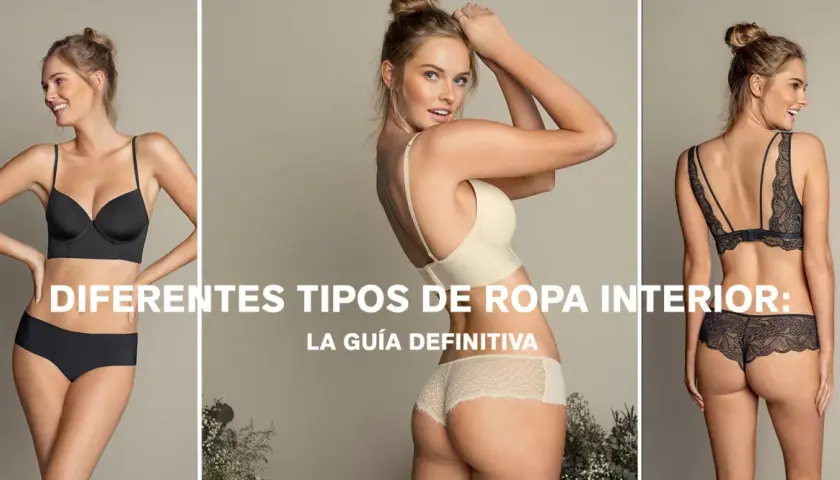 Modelos muestran diferentes tipos de bragas y sujetadores. Guía definitiva de ropa interior.