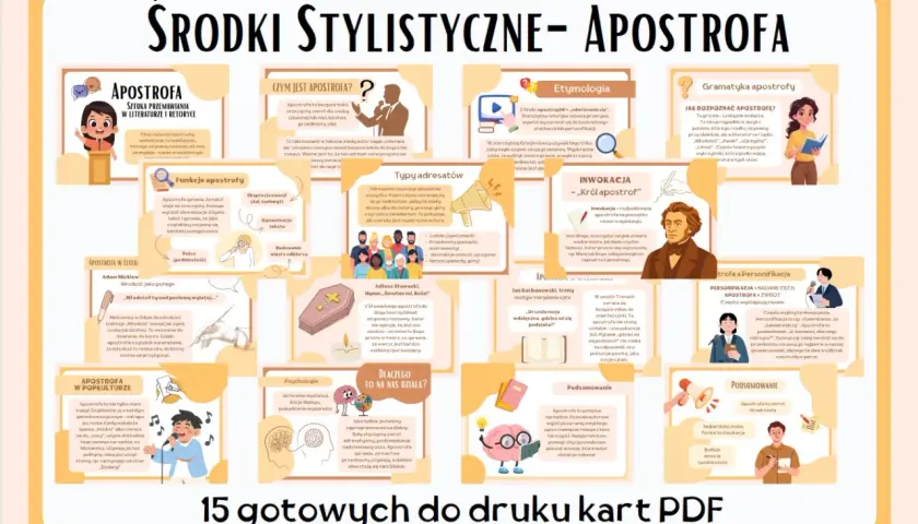 Apostrofa co to? Bezpośredni, uroczysty zwrot do osoby, bóstwa, przedmiotu lub idei. Ożywia tekst, wyraża emocje i buduje więź z odbiorcą.