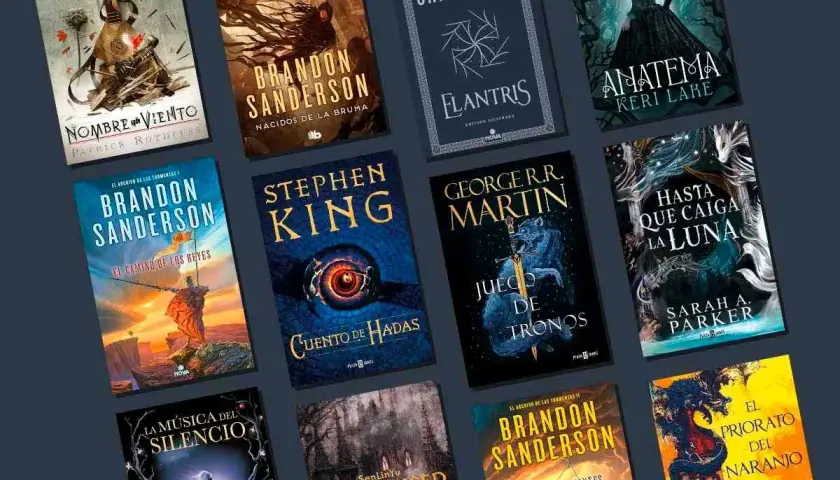 Colección de libros de sagas de fantasía: Brandon Sanderson, George R.R. Martin, Stephen King y más.