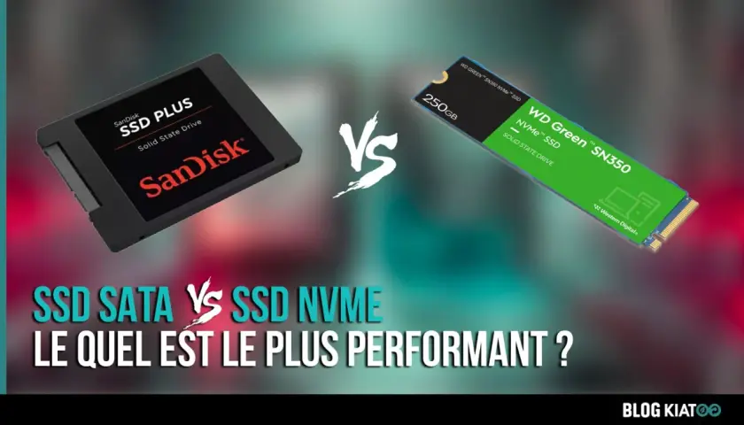 Comparaison entre un SSD SATA SanDisk et un SSD NVMe WD Green. La **SSD définition** est ici illustrée par deux technologies de stockage.