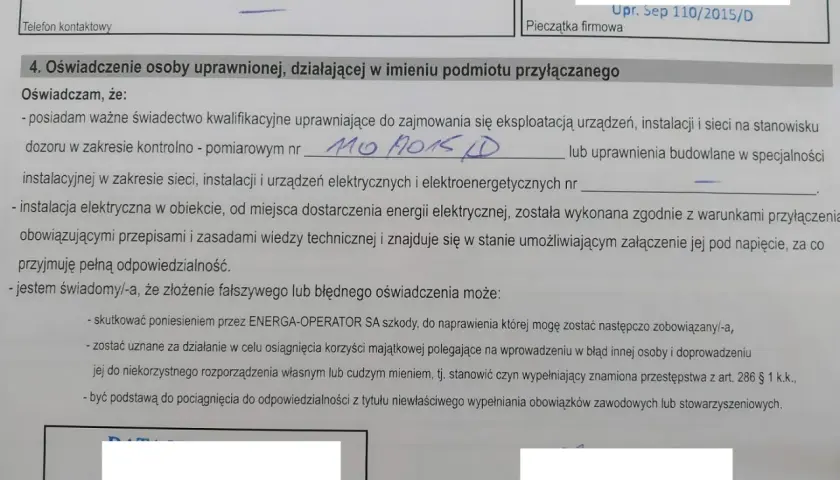 Oświadczenie o gotowości instalacji przyłączanej: jak wypełnić dokument, potwierdzający kwalifikacje i stan instalacji elektrycznej.