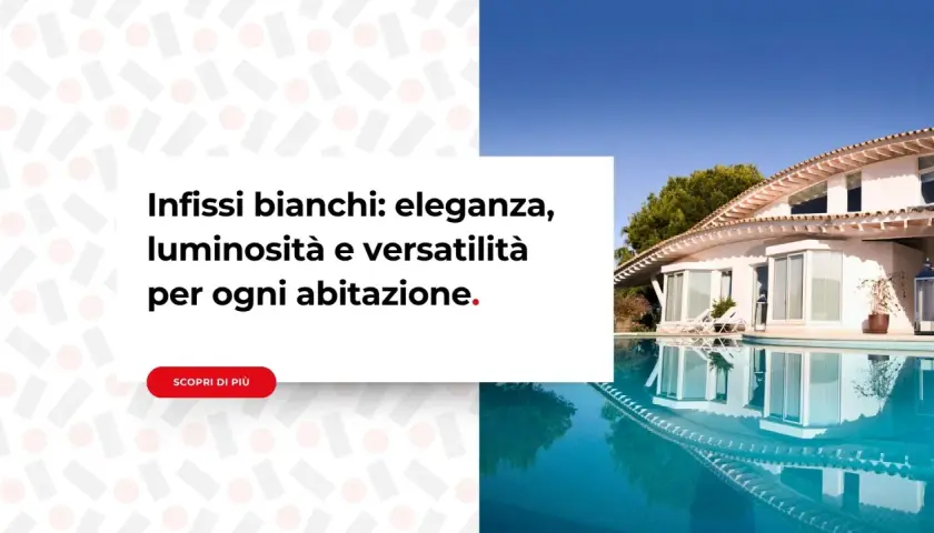 Una casa moderna con piscina e infissi bianchi, che riflettono eleganza e luminosità.