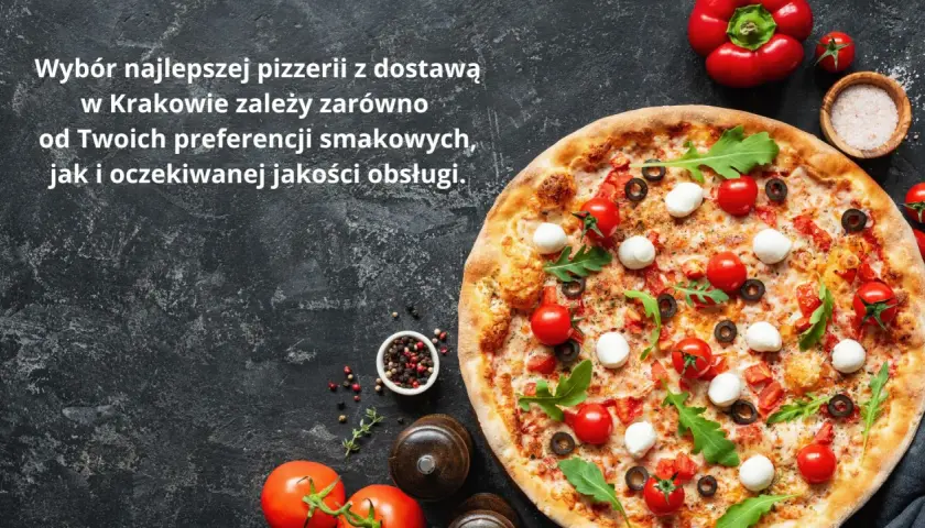 Pyszna pizza z pomidorkami i mozzarellą, idealna na znalezienie najlepszej pizzerii w Krakowie.