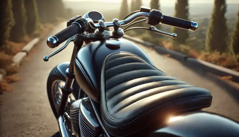 Asiento de moto negro, listo para limpiar y salir a la carretera.