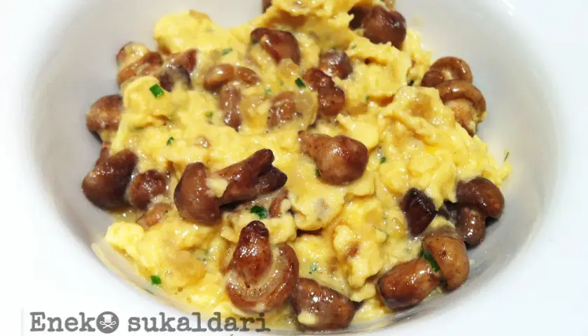 Revuelto cremoso con setas perrechicos, un plato sencillo y delicioso.