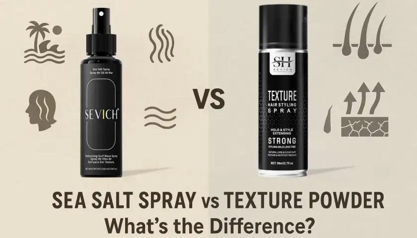 Spray sal marina pelo Sevich para ondas playeras y spray texturizador para peinados fuertes.