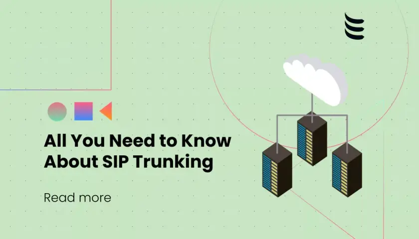 Illustration d'un nuage connecté à des serveurs, avec le texte "All You Need to Know About SIP Trunking". Le trunk sip est essentiel.