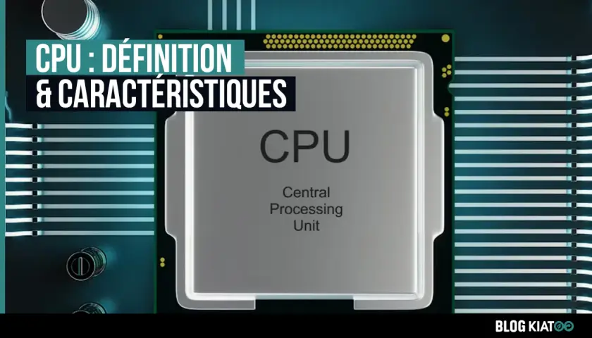 Vue rapprochée d'une architecture CPU, le cœur de l'ordinateur, avec des connexions lumineuses.