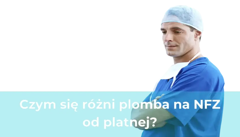 Lekarz w niebieskim fartuchu i czepku, z rękami skrzyżowanymi na piersi.