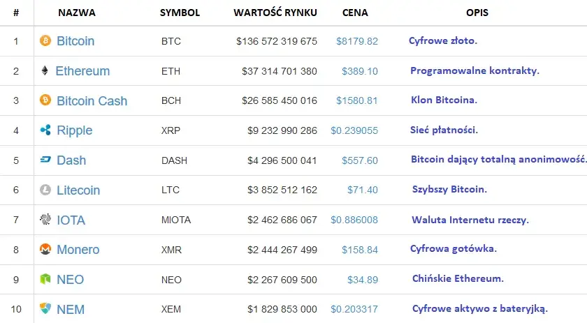 Najpopularniejsze kryptowaluty: Jakie mają potencjał inwestycyjny?